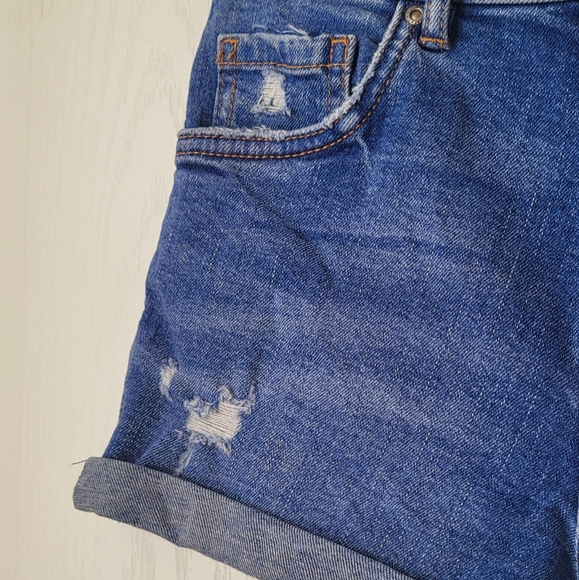 Zara Blue high-waisted Jean shorts - Picture 3 of 5